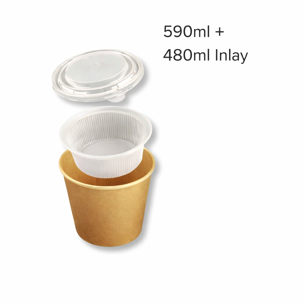 SUPPENBECHER FÜR RAMEN (200 Stü) 590ml+480ml INLAY, Braun
