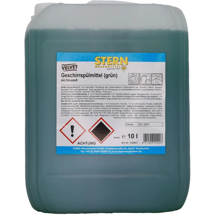 Velvet Geschirrspülmittel grün 10l