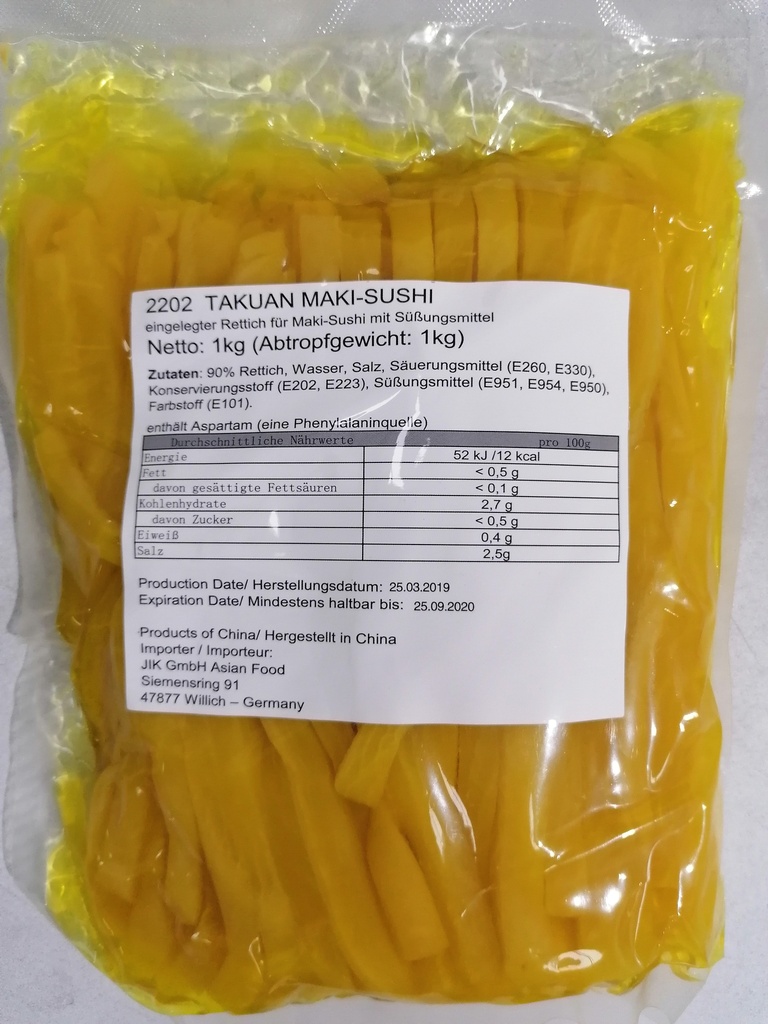 TAKUAN RETTICH MAKI SUSHI YO (1kg), FÜR SUSHI-ROLLEN