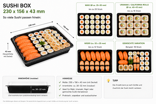 FS-2.0 BLACK  SUSHI BOX PET