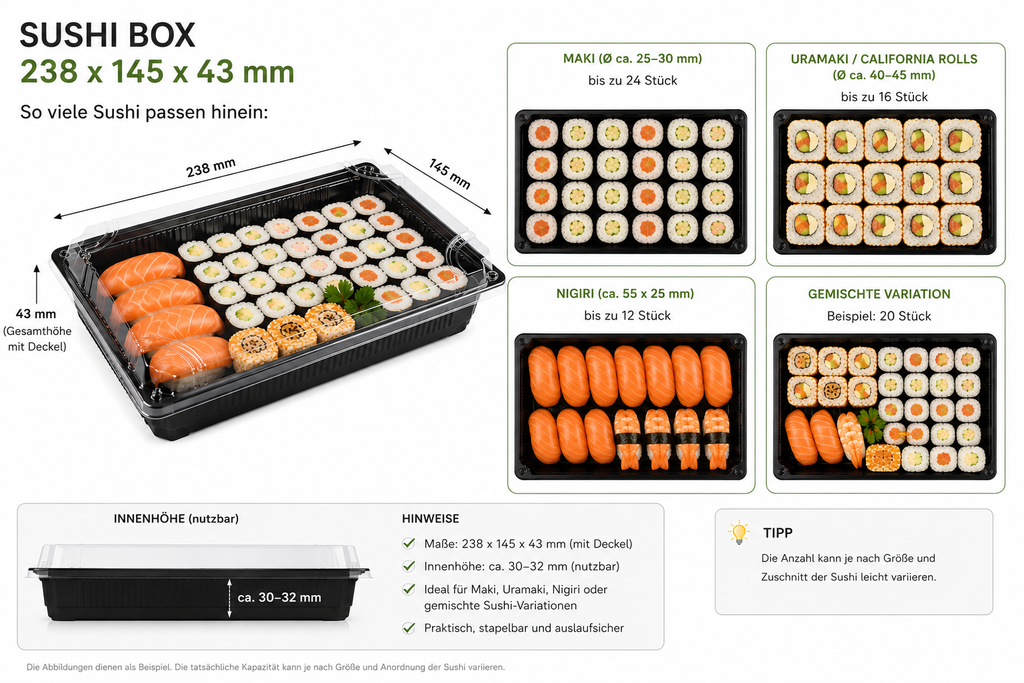 SUSHI BOX MIT DECKEL (2.5/PS/OPS) 200P