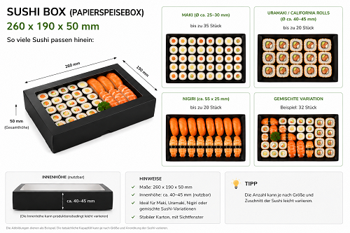 SUSHI BOX XXL, SCHWARZ 225STK