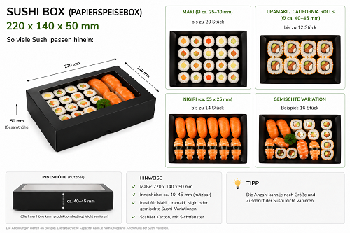 SUSHI BOX XL, SCHWARZ 225STK