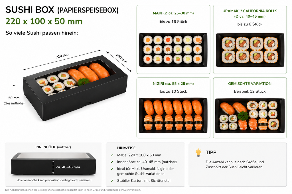 SUSHI BOX LONG, SCHWARZ 240 STK