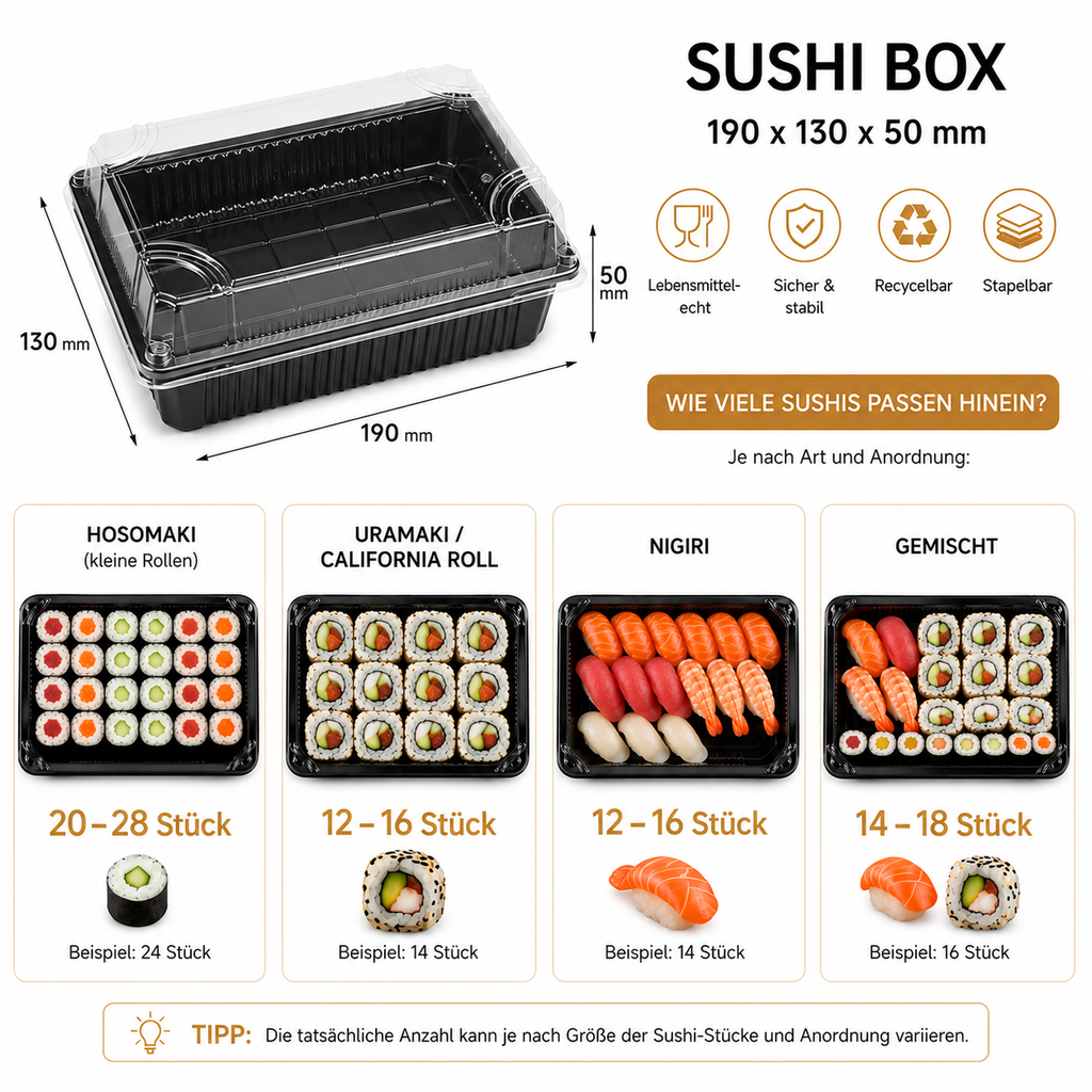 SUSHI BOX L, SCHWARZ 210STK
