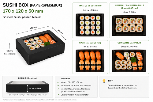 SUSHI BOX M, SCHWARZ 480STK