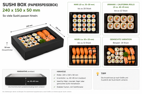 SUSHI BOX XL-2, SCHWARZ 150STK